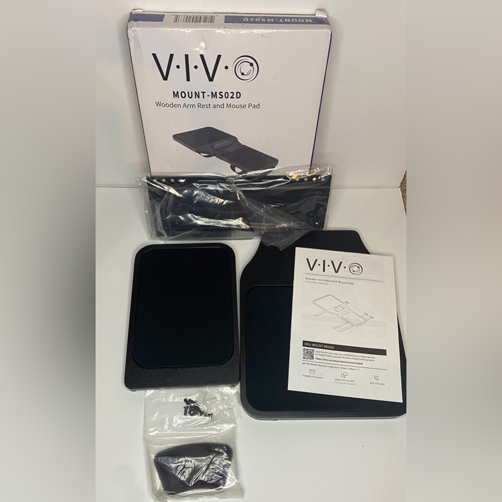 VIVO Black Universal Wooden Adjustable Arm Rest Mouse Pad with Security Straps